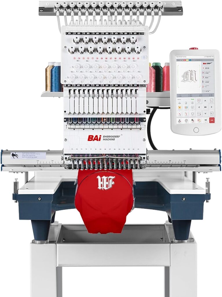 BAi Embroidery Machine Multi Needle Mirror 1501,15 needle computerized embroidery machine with 13.7*19.7 Large Embroidery Area, Commercial Embroidery Machine with Laser Positioning and Automatic Color Change