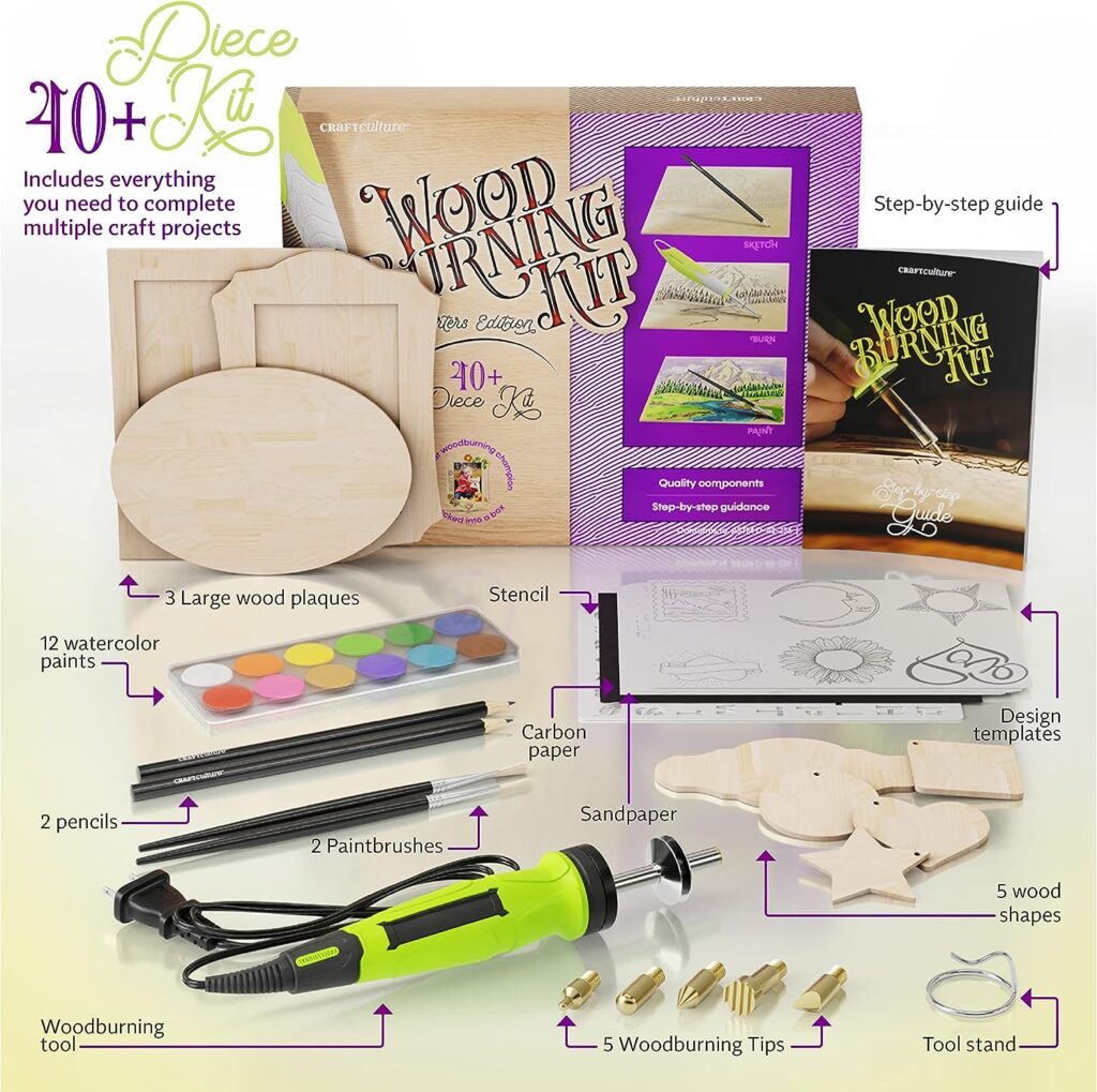 Beginners Wood Burning Kit for Kids and Teenage Boys  Girls - Cool Gifts for Boy or Girl Craft Projects. Best Gift Idea for Older Children. Teen Woodburning DIY Hobby Kits. Art Crafts Activities Toys
