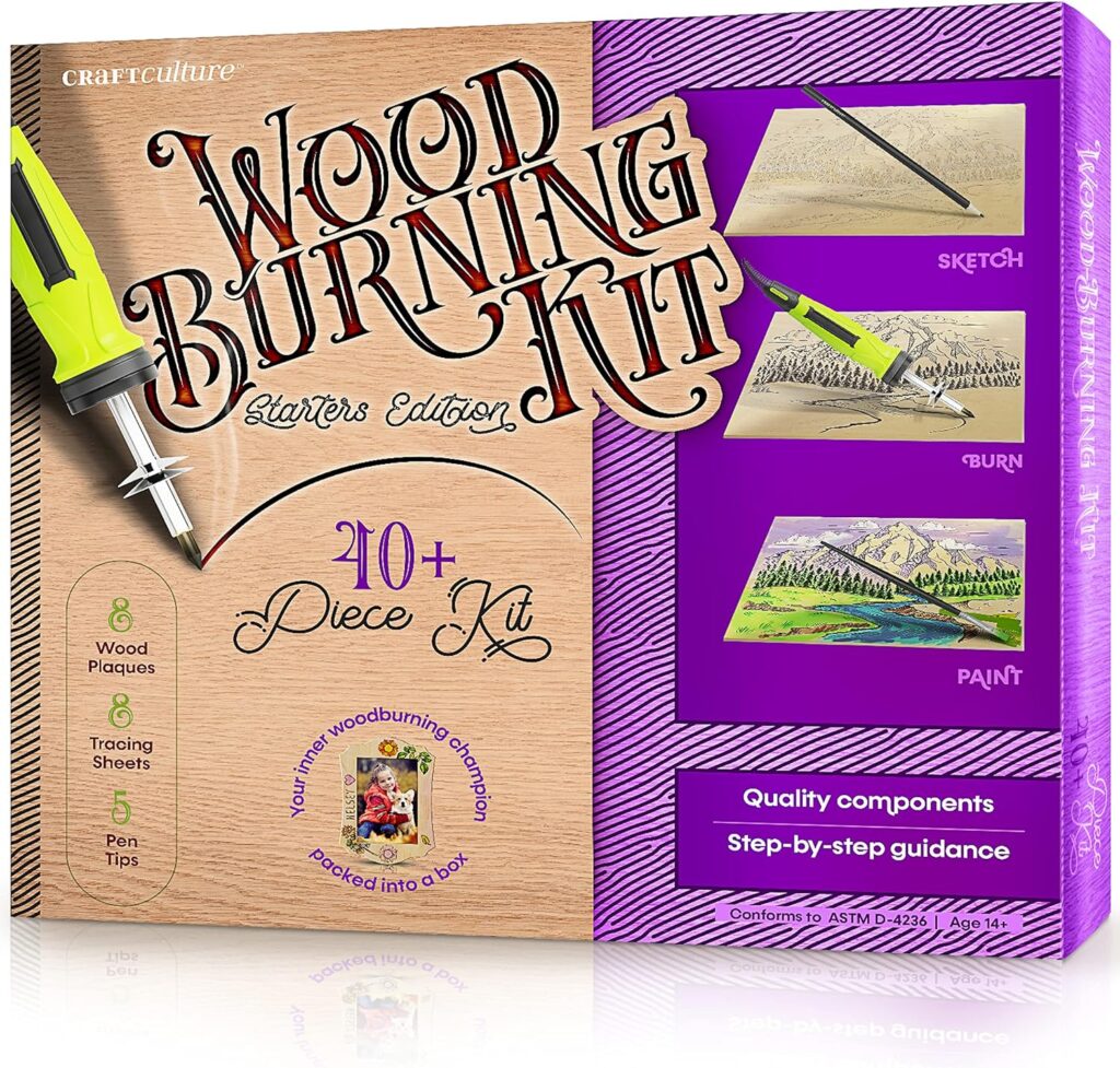 Beginners Wood Burning Kit for Kids and Teenage Boys  Girls - Cool Gifts for Boy or Girl Craft Projects. Best Gift Idea for Older Children. Teen Woodburning DIY Hobby Kits. Art Crafts Activities Toys