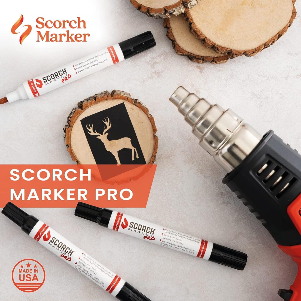 Scorch Marker Woodburning Pen Tool with Foam Tip and Brush, Non-Toxic Marker for Burning Wood, Chemical Wood Burner Set, Do-it-Yourself Kit for Arts and Crafts