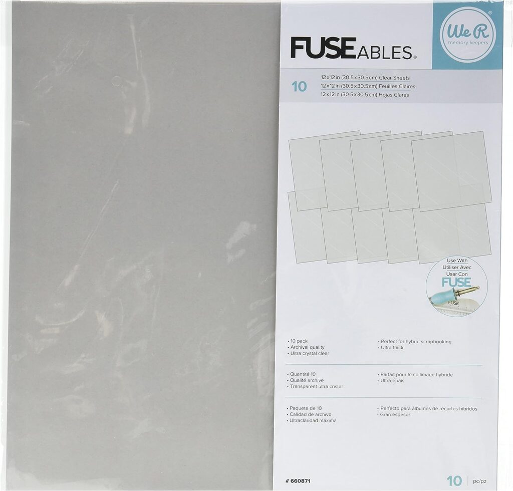 We R Memory Keepers 660871 10 Piece Fuseables Clear Sheets, 12 x 12
